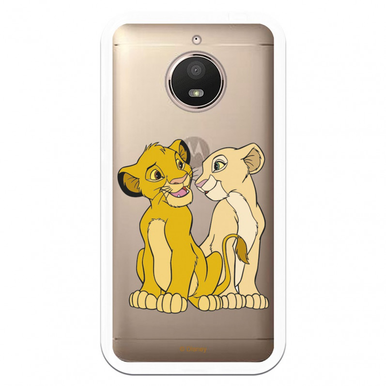 Carcasa Oficial Disney Simba y Nala transparente para Motorola Moto E4 Plus - El Rey León- La Casa de las Carcasas
