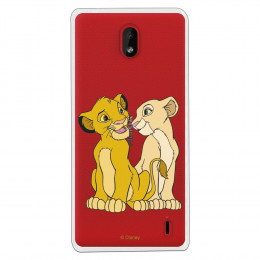 Carcasa Oficial Disney Simba y Nala transparente para Nokia 1 Plus - El Rey León- La Casa de las Carcasas