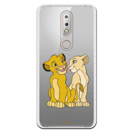 Carcasa Oficial Disney Simba y Nala transparente para Nokia 7.1 - El Rey León- La Casa de las Carcasas