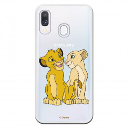 Carcasa Oficial Disney Simba y Nala transparente para Samsung Galaxy A40 - El Rey León- La Casa de las Carcasas