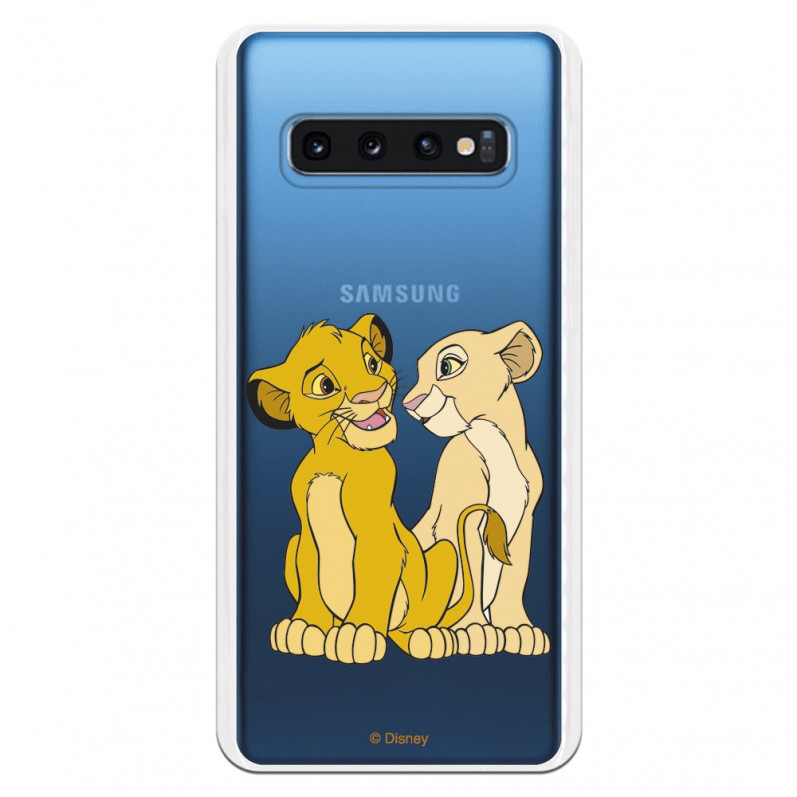 Carcasa Oficial Disney Simba y Nala transparente para Samsung Galaxy S10 - El Rey León- La Casa de las Carcasas