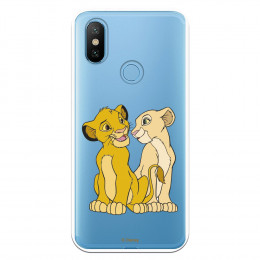 Carcasa Oficial Disney Simba y Nala transparente para Xiaomi MI A2 - El Rey León- La Casa de las Carcasas
