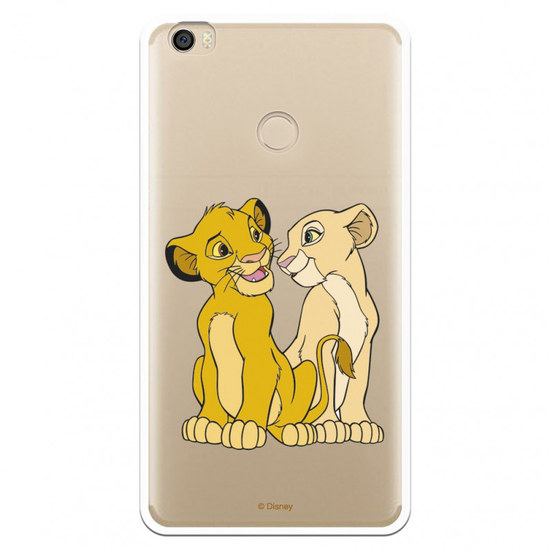 Carcasa Oficial Disney Simba y Nala transparente para Xiaomi Mi Max - El Rey León- La Casa de las Carcasas