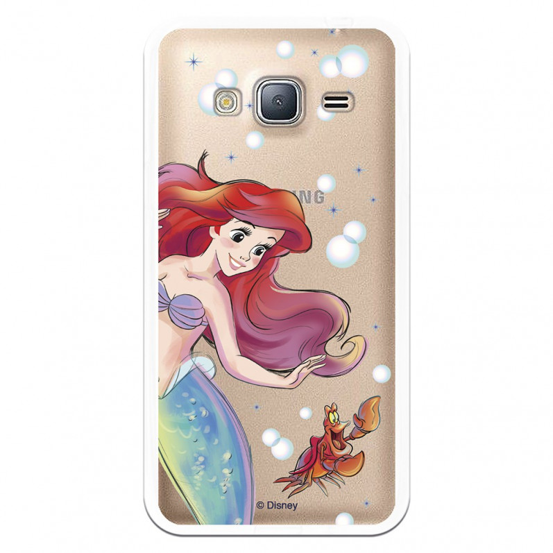 Carcasa Oficial Disney Sirenita y Sebastián Transparente para Samsung Galaxy J3 2023 - La Sirenita- La Casa de las Carcasas