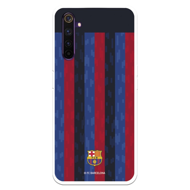 Funda para Realme 6 Pro del FC Barcelona Fondo Rayas Verticales  - Licencia Oficial FC Barcelona