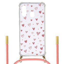 Funda Silicona Colgante Corazones para Samsung Galaxy A20e