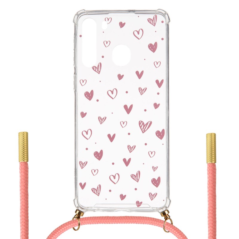 Funda Silicona Colgante Corazones para Samsung Galaxy A21