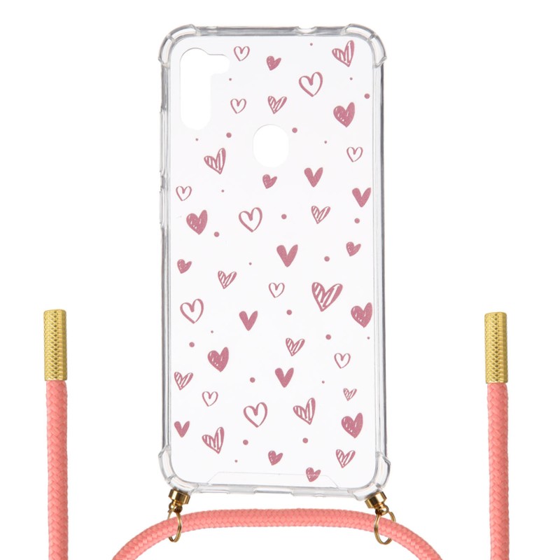 Funda Silicona Colgante Corazones para Samsung Galaxy A11