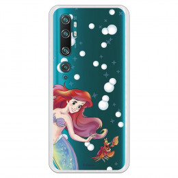 Funda para Xiaomi Mi Note 10 Oficial de Disney Ariel y Sebastián Burbujas - La Sirenita
