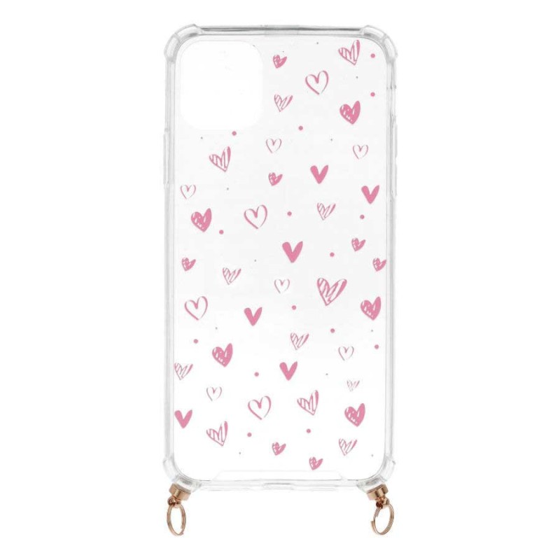 Funda Silicona Colgante Corazones para iPhone 11 Pro Max