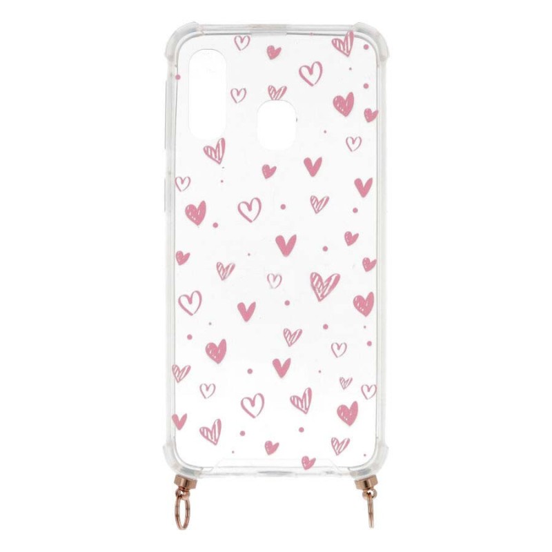 Funda Silicona Colgante Corazones para Samsung Galaxy A40