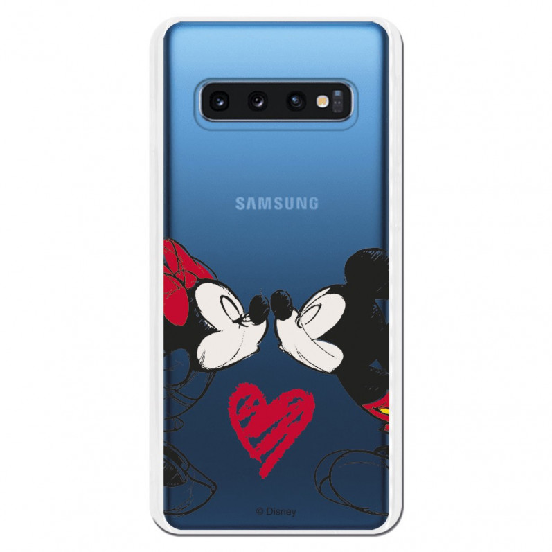 Carcasa Oficial Mikey Y Minnie Beso Clear para Samsung Galaxy S10- La Casa de las Carcasas