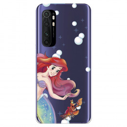 Funda para Xiaomi Mi Note 10 Lite Oficial de Disney Ariel y Sebastián Burbujas - La Sirenita