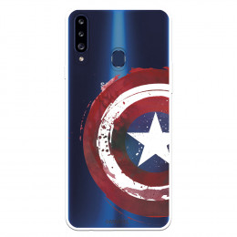 Funda para Samsung Galaxy A20S Oficial de Marvel Capitán América Escudo Transparente - Marvel