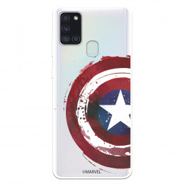 Funda para Samsung Galaxy A21S Oficial de Marvel Capitán América Escudo Transparente - Marvel