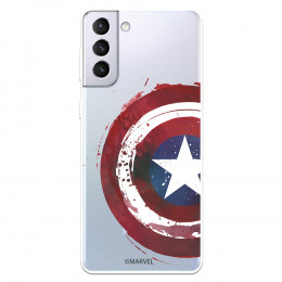 Funda para Samsung Galaxy S21 Plus Oficial de Marvel Capitán América Escudo Transparente - Marvel