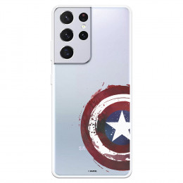 Funda para Samsung Galaxy S21 Ultra Oficial de Marvel Capitán América Escudo Transparente - Marvel