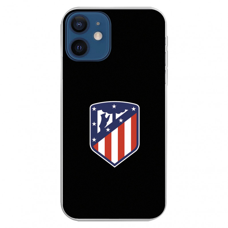 Cover per iPhone 12 Mini del Atleti Stemma Sfondo Nero - Licenza Ufficiale Atlético de Madrid