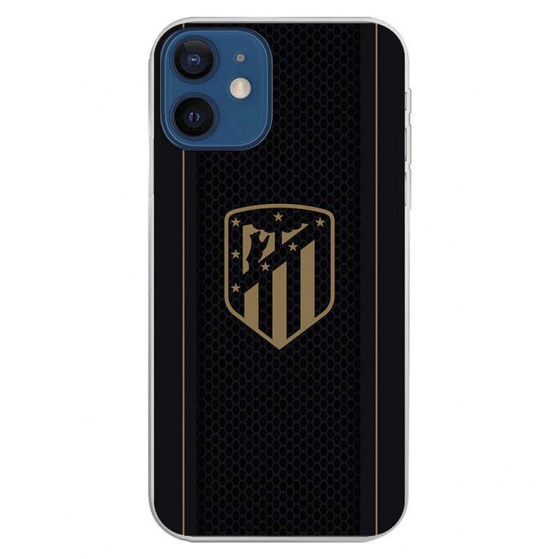 Cover per iPhone 12 Mini del Atleti Stemma Dorato Sfondo Nero - Licenza Ufficiale Atlético de Madrid