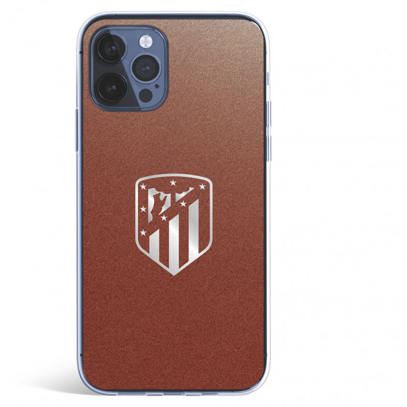 Cover per iPhone 12 del Atleti Stemma Argentato Sfondo - Licenza Ufficiale Atlético de Madrid