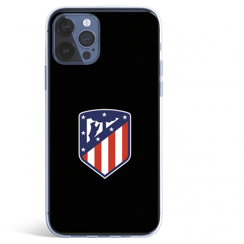 Cover per iPhone 12 Pro Max del Atleti Stemma Sfondo Nero - Licenza Ufficiale Atlético de Madrid