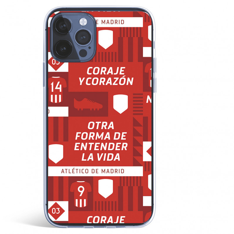 Cover per iPhone 12 Pro Max del Atleti Coraje e Corazón - Licenza Ufficiale Atlético de Madrid