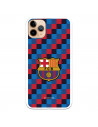 Cover per iPhone 11 Pro Max del Barcelona Stemma Sfondo Quadretti - Licenza Ufficiale FC Barcelona