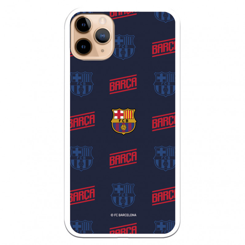 Cover per iPhone 11 Pro Max del Barcelona Stemma Pattern Rosso e Blu - Licenza Ufficiale FC Barcelona