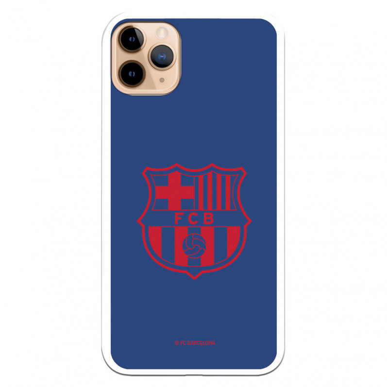 Cover per iPhone 11 Pro Max del Barcelona Stemma Rosso Sfondo Blu - Licenza Ufficiale FC Barcelona