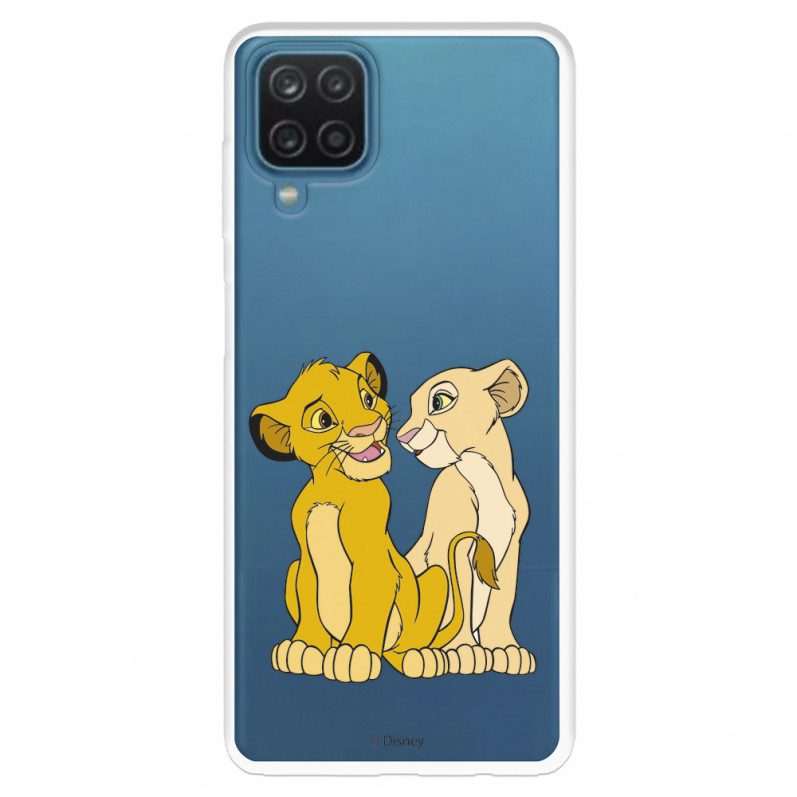 Funda para Samsung Galaxy A22 4G Oficial de Disney Simba y Nala Silueta - El Rey León