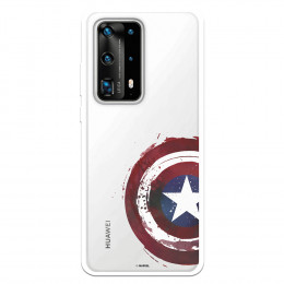 Funda para Huawei P40 Pro Plus Oficial de Marvel Capitán América Escudo Transparente - Marvel